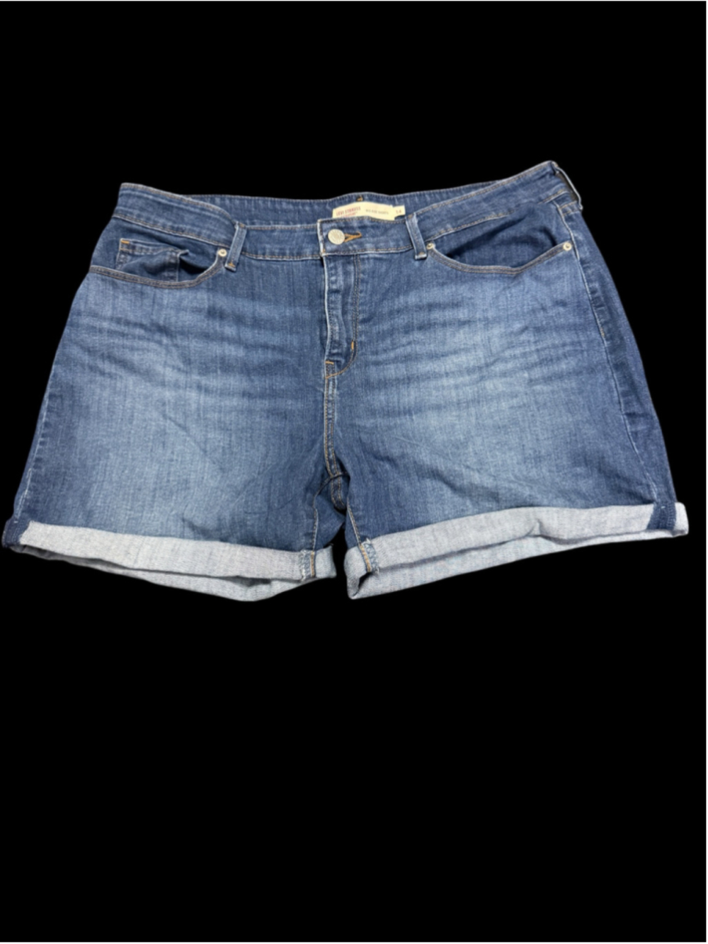 Women's Levi Strauss Signature Blue Mid Rise Jean Shorts Size 14